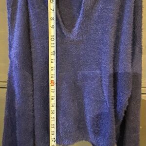 Pilcro Fuzzy V-Neck Sweater in Deep Blue